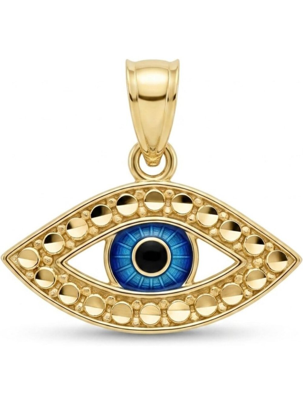10K Solid Gold Evil Eye Charm Pendant - Protection Jewelry, Boho Chic Accessory